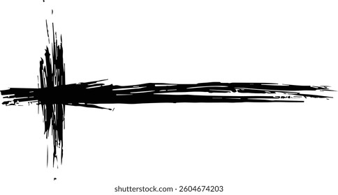 Stylized Black Ink Brush Stroke with Fluid Movement - High-Quality Vector