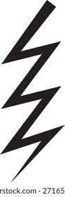 A stylized black lightning bolt symbol on a white background