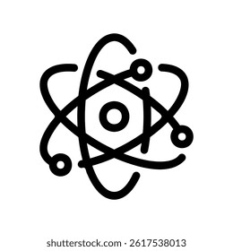 Stylized Black Line Art Atom Symbol with Nucleus and Orbiting Electrons