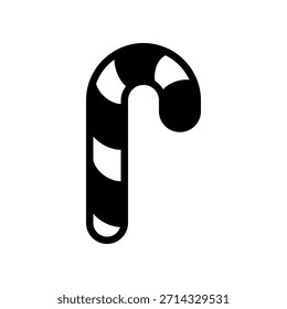Stylized Black Line Candy Cane Illustration for Christmas Holiday Theme and Festive Design