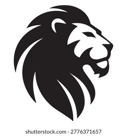 A stylized black lion head in profile, set against a clean white background. This graphic illustration can be used for various commercial purposes, including marketing, advertising, and educational materials.