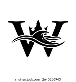 A stylized black logo featuring the letter "W" with a crown and wave design incorporated.