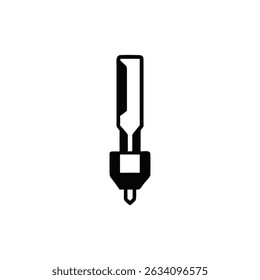 Icono de marcador negro estilizado sobre un fondo blanco