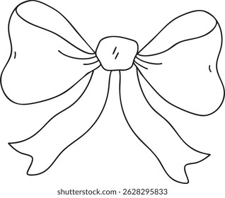 Stylized Black Outline Coquette Bow
