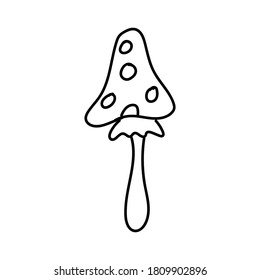 Stylized black outline of a fly agaric on a white background. EPS 10