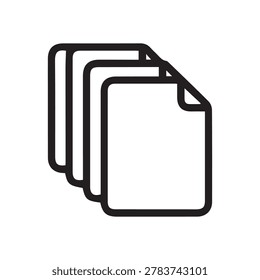 A stylized black outline icon representing a stack of several documents or pages.