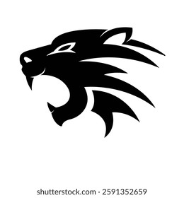 Stylized Black Panther Head, Roaring, Tribal, Fierce, Vector, Design, Logo, Graphic, Art