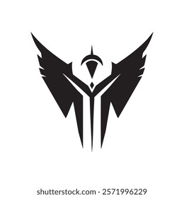 Stylized black phoenix logo with bold wings and a distinctive symbol.