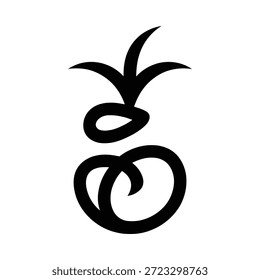 Stylized black pineapple icon on white background