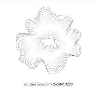 Modelo radial negro estilizado de la onda de audio en la lona blanca. Concepto de Vector moderno para visualizaciones de sonido y carteles de música