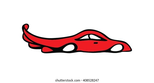 Stylized black and red car. Vector illustration.