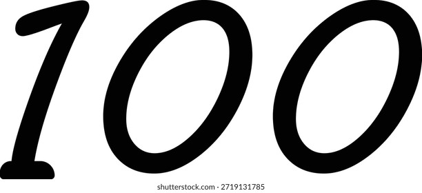 A stylized black representation of the number one hundred displayed prominently on a clean white background Vector