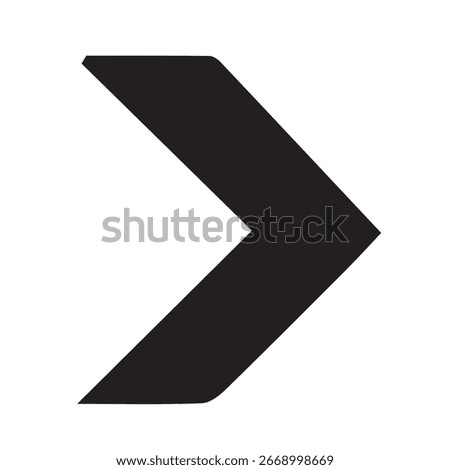 Stylized Black Right Arrow Symbol on White Background