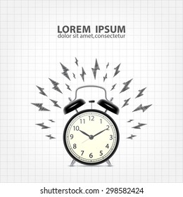 Stylized black ringing alarm clock. EPS10 vector