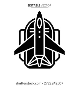 Stylized black rocket ship vector illustration, perfect for space exploration or technology related designs.