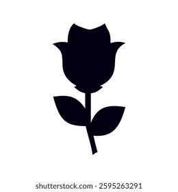 Stylized Black Rose Icon Timeless Floral Design