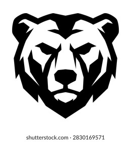 Stylized black silhouette of a bear head facing forward