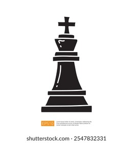 A stylized black silhouette of a chess king piece, symbolizing strategy and competition in the game of chess.