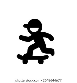 Stylized black silhouette of a child skateboarding