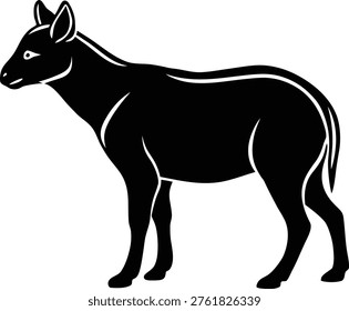 Stylized Black Silhouette of a Dik-dik Antelope animal