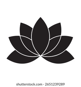 A stylized black silhouette of a lotus flower, often used in spiritual and design contexts.