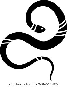 Stylized black silhouette of the snake. Isolated symbol or icon of snake. Abstract vector illustration of serpent silhouette.