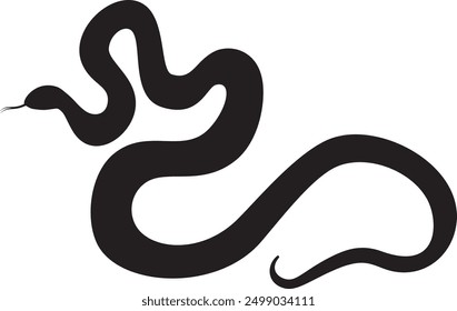 Stylized black silhouette of the snake. Isolated symbol or icon of snake. Abstract vector illustration of serpent silhouette.