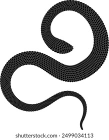 Stylized black silhouette of the snake. Isolated symbol or icon of snake. Abstract vector illustration of serpent silhouette.