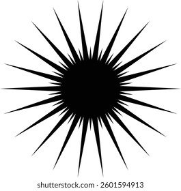 Stylized Black Silhouette  Sunburst Graphic