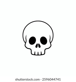 Stylized Black Skull Icon for Halloween and Gothic Design, Vector Art for T-Shirt, Tattoo, and Graphic Usage