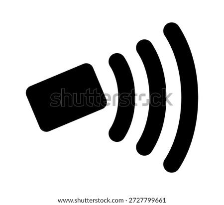 Stylized black sound waves emanating from a speaker icon, conveying audio transmission and communication.