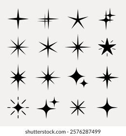 Stylized black star shape illustration set vector. Set of stylish black starburst shape illustrations in various vector design illustrations. Stylish black starburst shape vector collection.