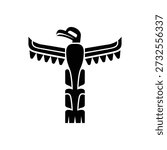Stylized black thunderbird design with outstretched wings and detailed formline