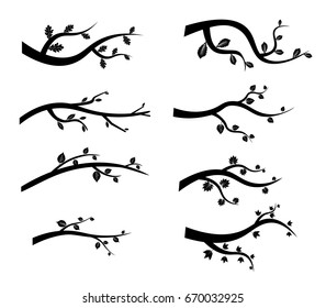 Stylized black tree branch silhouettes. Vector Illustration