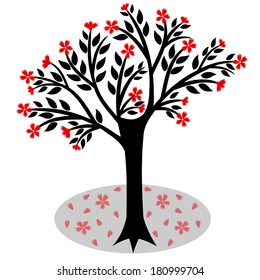 árbol de flores aislado en fondo blanco