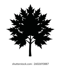 Stylized black tree silhouette with intricate maple leaves, showcasing natural beauty and elegance.