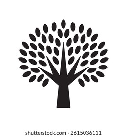 Stylized Black Tree Silhouette Vector Icon Representing Nature, Growth, and Sustainability for Digital Artwork Editable Illustration Isolated on a White Background