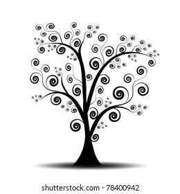 Hermoso árbol de arte abstracto sobre fondo blanco
