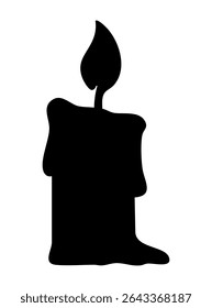 Silhueta de vetor preto estilizado de uma vela ardente com cera derretida. Ideal para Halloween, temas assustadores, projetos de celebração ou elementos decorativos minimalistas.
