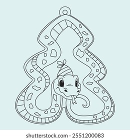 Stylized black vector of the Snake, representing the 2025 Chinese Zodiac. Perfect for cultural designs, New Year decorations, greeting cards, prints, and creative projects.