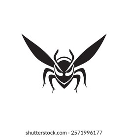 Stylized black wasp icon with bold wings and fierce expression.