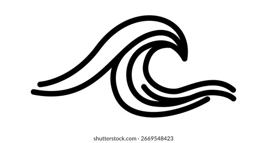 Stylized black wave illustration showcasing fluid lines and an artistic flair.