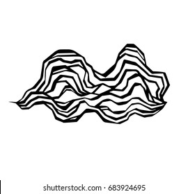 stylized black waves on a white background. Water Wave abstract design.Seaweed stylized. Marine vibration