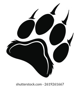 Stylized black and white bear paw print illustration, perfect for logos or designs.
