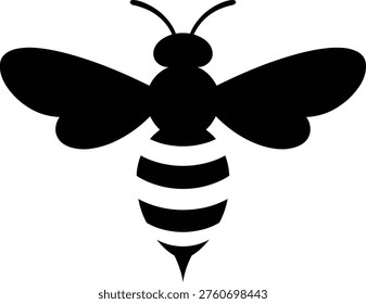 Stylized black and white bee icon with distinctive striped abdomen