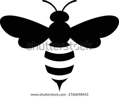 Stylized black and white bee icon with distinctive striped abdomen