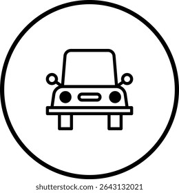 Stylized Black and White Car Icon Within a Circle for Transportation Concepts
