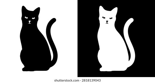 Stylized black and white cat silhouettes showcasing feline grace and charm, perfect for design and artistic projects.