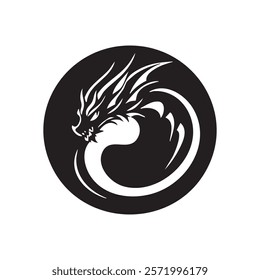 Stylized black and white dragon logo, symbolizing strength and elegance.