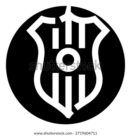 Stylized black and white emblem representing a football club, featuring a shield design with vertical stripes and a central circle creating a strong, recognizable brand identity